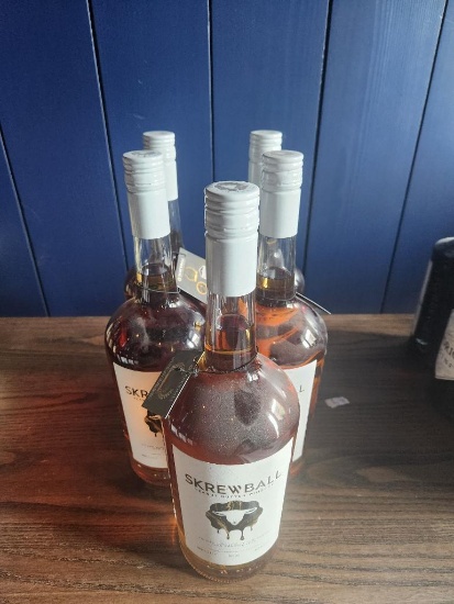 5 Bottles of Skrewball Peanut Butter Whiskey 1L