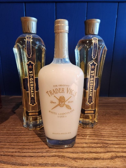 3 Bottles - St. Germain& Trader Vic's White Chocolate Liqueur 750ml