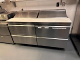 Delfield Welbilt D4464NP-16 Sandwich / Salad Refrigerated Prep Table, 4-Drawer, 2 Hinge Tops, Mobile