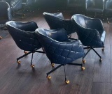 4 Qty. Blue Leather Lounge Chairs, Sold by the Chair x's the Quantity, 4x$