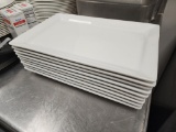 10 Qty. World SL-26 Slate 12in x 8in Ultra Bright White Wide Rim Rectangular Porcelain Plate, SL-26