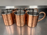 Six Moscow Mule Mugs, Tito's Vodka Embossed, All Six for One Bid