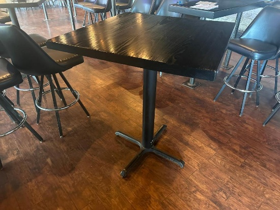Hi-Top Pub Table w/ Solid Wood Top, Single Pedestal Base, 42in H x 36in x 36in