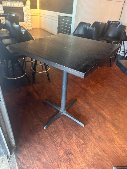 Hi-Top Pub Table w/ Solid Wood Top, Single Pedestal Base, 42in H x 36in x 36in