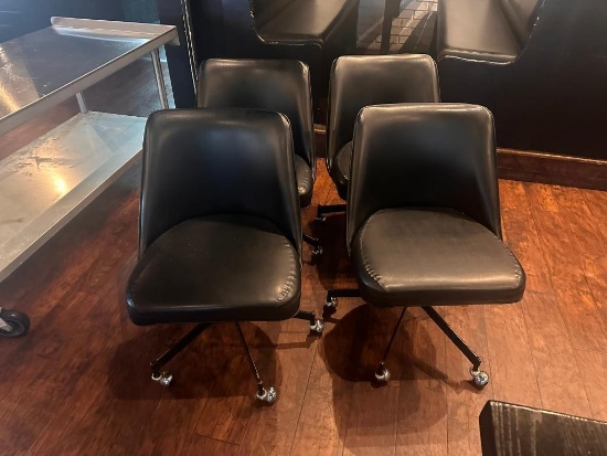 (4) Four Swivel Leather Lounge Chairs on Mobile Base, VG Condition, Sold Per Chair x's Qty
