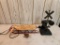 Lot of 3 Miniature - Sled, Railroad Crossing Light & Wheelbarrow