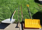 Lot of 3 Snow Shovels & Chisel Bars