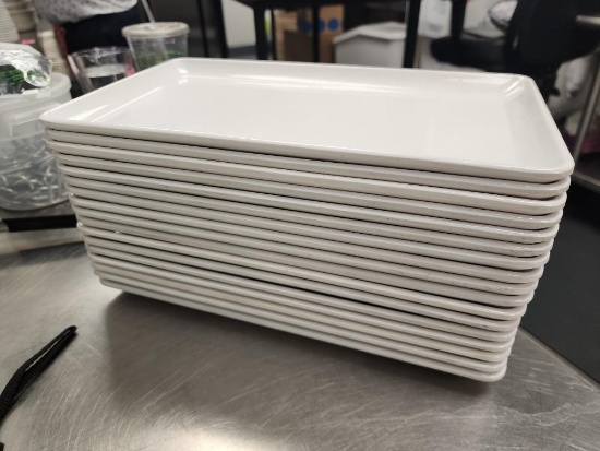 17 Qty. Rectangular Melamine Plates, 12in x 7in, NSF