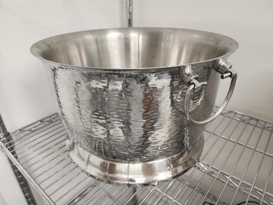 Hammered Metal Bottle Service Two-Handle Container for Ice and Bottles