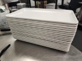 17 Qty. Rectangular Melamine Plates, 12in x 7in, NSF