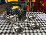 Lot of 40+- Stainless Steel 5-1/2in Two-Handle Serving Bowls, NSF, Oven Safe