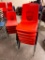 Lot of 11 Red Student Chairs, Molded Plastic, Stacking, Seat 17in From Floor