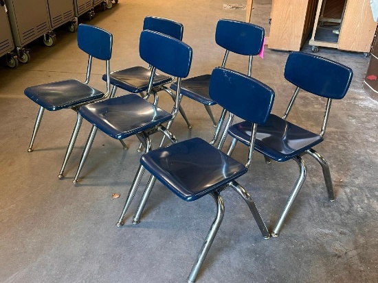 Lot of 8 Heavy-Duty Virco Student Chairs 13in - 16in