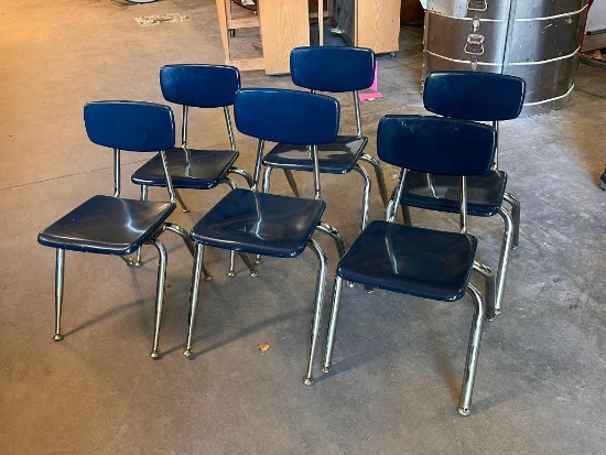 Lot of 8 Heavy-Duty Virco Student Chairs 13in - 16in