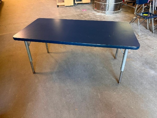 Lot of 2, Blue Laminate Top Adjustable Height Work Tables, 48in x 24in