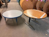 Lot of 2 Adjustable Height Round Work Tables, 42in Diameter