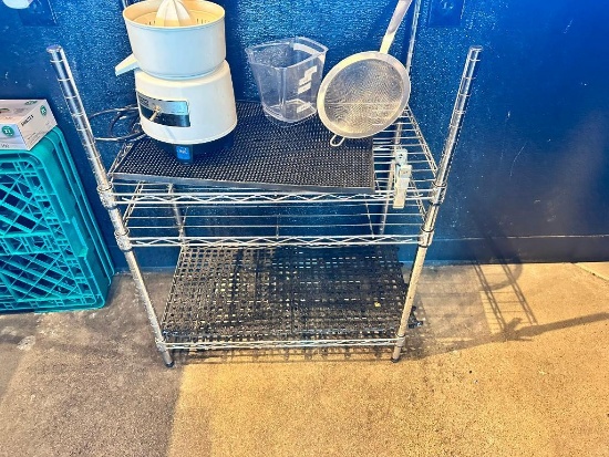 Lot of 3 Small NSF Wire Shelving Units, (2) 31in H x 23in x 18in, 35in H x 24in x 18in