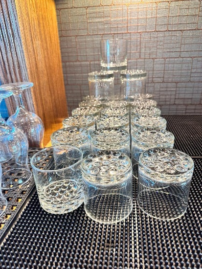 (21) Bubble Bottom Old Fashioned Glasses / Cocktail Glasses