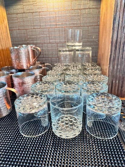 (21) Bubble Bottom Old Fashioned Glasses / Cocktail Glasses