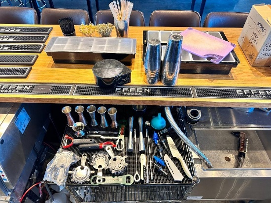 Bartending Supplies and Tools, Shakers, Condiment Trays, Jiggers, Knife, Openers, Salt Tray, Misc.