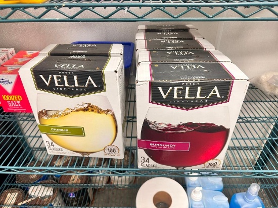 7 Boxes of Wine, Sealed, Vella, (2) Chablis, (5) Burgundy
