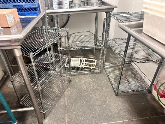 3 Chrome NSF Wire Shelving Units, 32in H x 24in W, 18in & 13in D