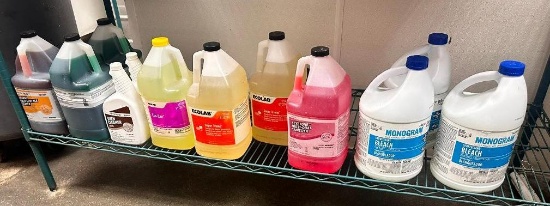 11 Full Jugs or Bottles of Cleaners, Bleach, Sanitizers, See Images for Types, Brands, Sizes and