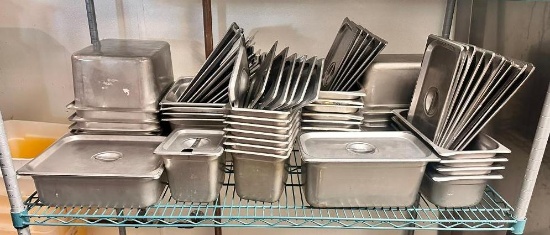 Large Selection of Commercial Steam Pans, ALL w/ LIDS, 1/6, 1/3 & 1/2 Size, 38 Total Pans w/ Lids