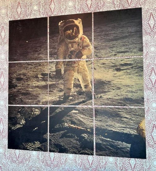 9-Panel Astronaut Wood Artwork, 9 16in x 16in Panels