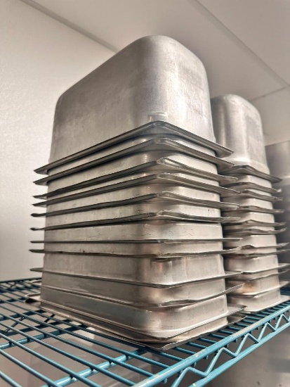 (12) 1/3 Size Stainless Steel Steam Pans, No Lids