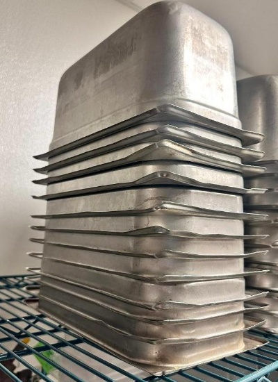 (12) 1/3 Size Stainless Steel Steam Pans, No Lids