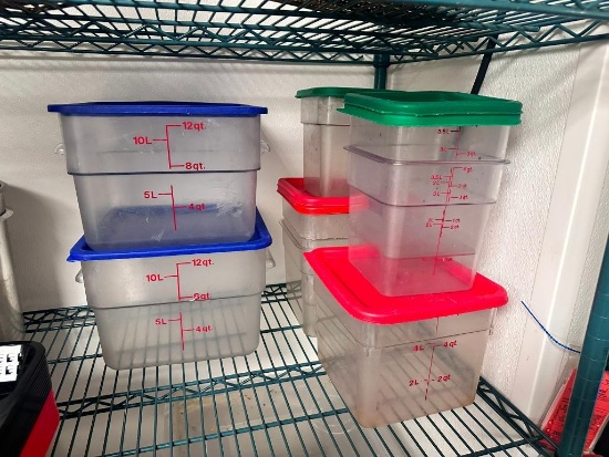 8 Food Containers w/ Lids, 12qt, 4qt, 8qt Sizes