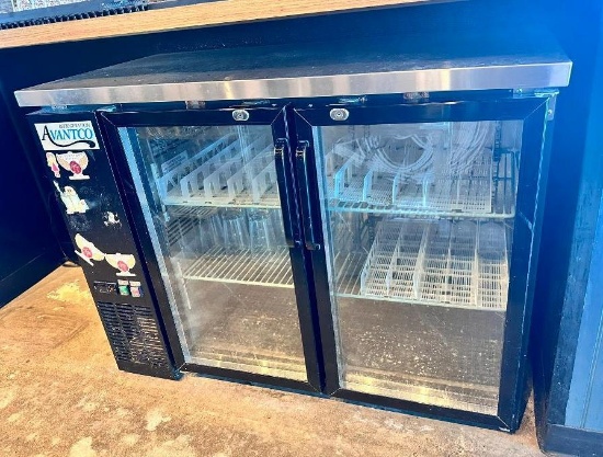 Avantco Model: Black, Glass Door Back Bar Undercounter Refrigerator, 2-Section Model 178UBB48GHC