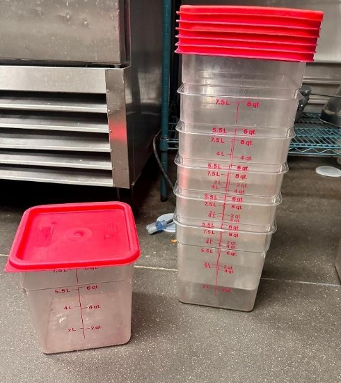 Lot of 7, 8-Quart Food Containers w/ Lids