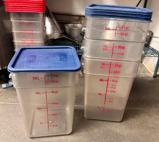 Lot of 4, 22-Quart Food Containers w/ Lids
