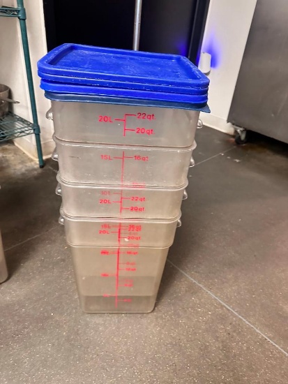 Lot of 4, 22-Quart Food Containers w/ Lids