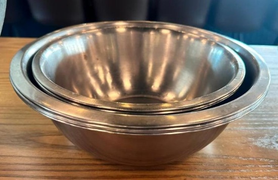 Lot of 6 Stainless Steel Mixing Bowls, 8in to 11in