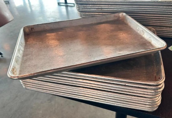 Lot of 12, 1/2-Size Aluminum Sheet Pans, 18in x 13in, Sold by the Pan x's the High Bid, 12/$