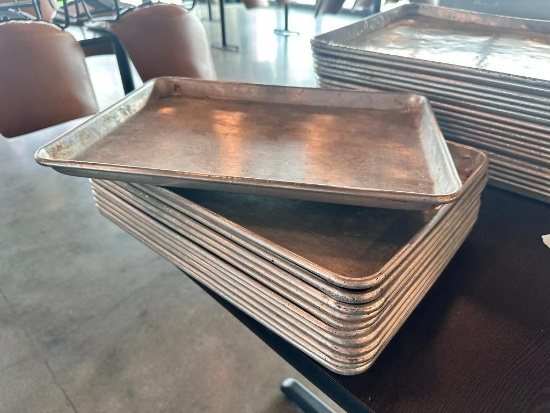 Lot of 12, 1/2-Size Aluminum Sheet Pans, 18in x 13in, Sold by the Pan x's the High Bid, 12/$