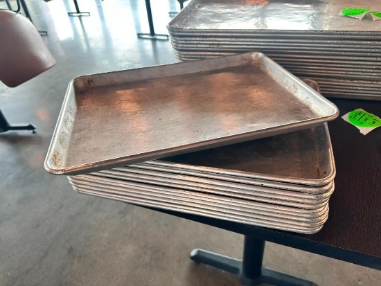 Lot of 12, 1/2-Size Aluminum Sheet Pans, 18in x 13in, Sold by the Pan x's the High Bid, 12/$