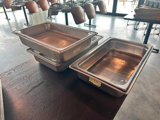 Lot of 3 Full-Size Chafing Pans w/ Insert Pan & Outer Pan