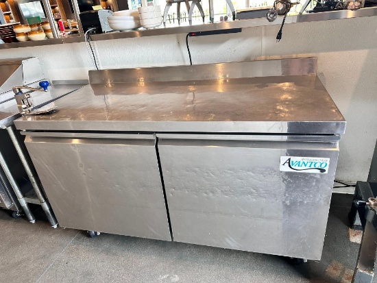 Avantco 2-Section Stainless Steel Worktop Refrigerator Model 178SSWT60RHC w/ 3-1/2in Backsplash