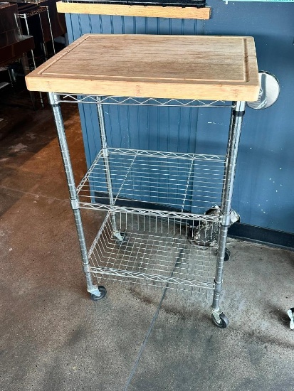 Chrome Mobile Shelving Unit/Cart w/ Detached Cutting Board Top Included, See Images for Sizes
