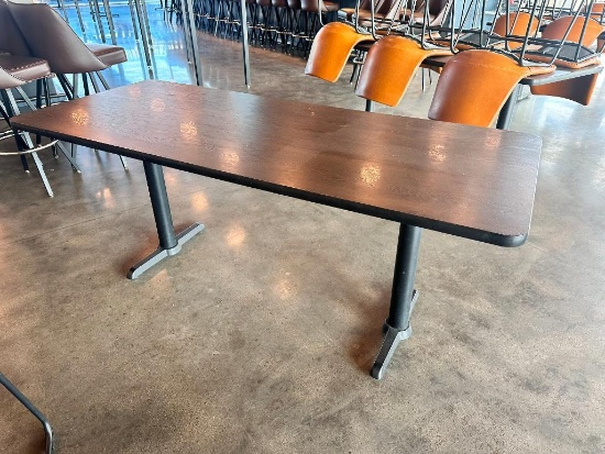 Restaurant Table, 30in x 72in x 29-1/2in H,Double Pedestal