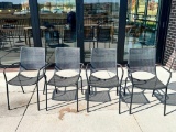 Lot of 4, Outdoor Patio Chairs, Contemporary Design, Metal Frame, Sold 4x$