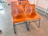 Lot of 4, Walker Edison Restaurant Chairs, Leather Type, Polyurethane Foam Bucket Seats & Metal