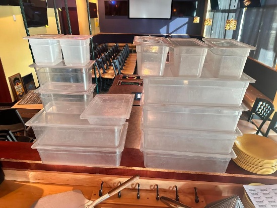 14 Qty. - Cambro/ Carlisle Cold Food Pans w/ Lids, 12in x 18in, 1/3 Size, 1/6, 1/2 Size