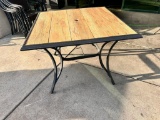 Outdoor Patio Table, Composite Woodgrain Top, Metal Frame, 36in x 36in x 29in