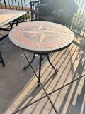 Stone Top Mosaic Design Patio Table, 30in Dia. Some Minor Flaws, See Images