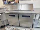 Hoshizaki Model CRMR48-12 Sandwich / Salad Refrigerated Prep Table, 2-Section, Mobile Base